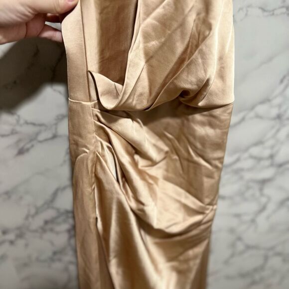 Significant Other Gracie Satin Halter Neck Gown in Almond - Picture 3 of 8